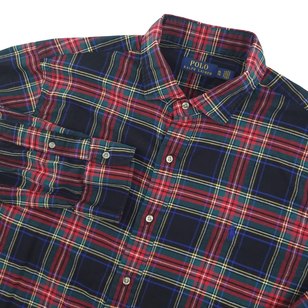 Polo Ralph Lauren Shirt Mens XL Multicolor Plaid Long Sleeve Button Down‎ Casual